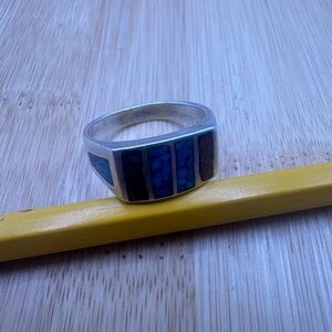 Vintage Native American Coral and Turquoise Silver Men's Ring